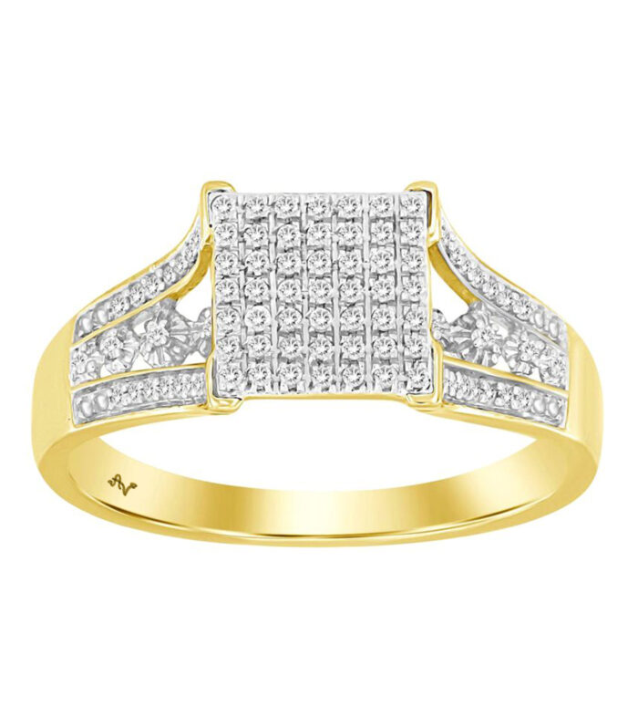 LADIES RING 0.20CT ROUND DIAMOND 10K YELLOW GOLD