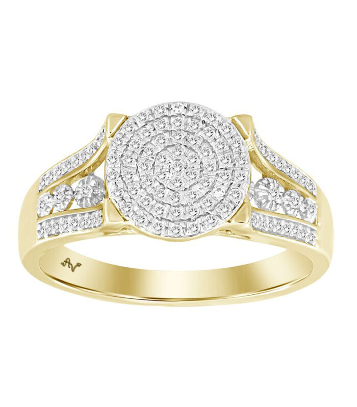 LADIES RING 0.20CT ROUND DIAMOND 10K YELLOW GOLD