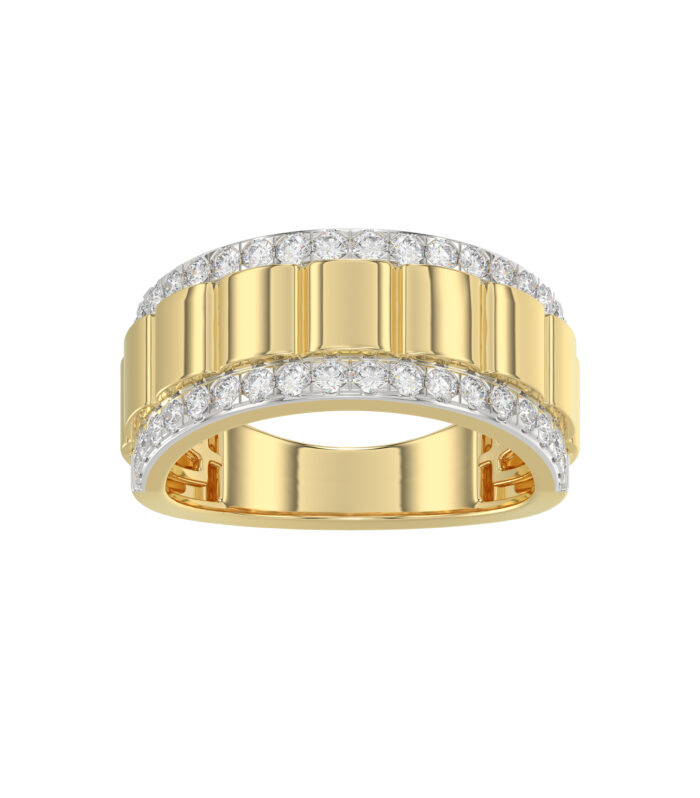 MEN'S BAND 1.00CT ROUND DIAMOND 14K YELLOW GOLD