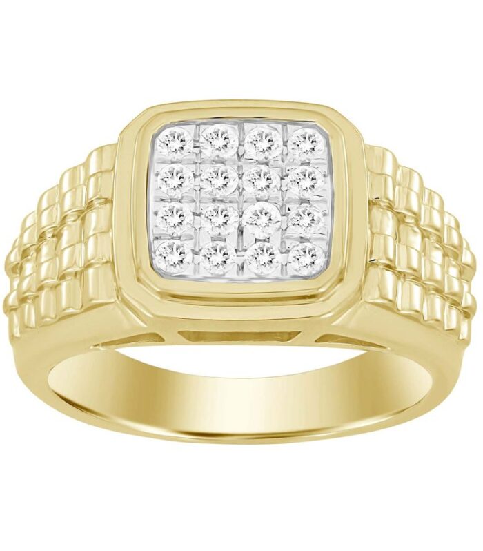 MEN'S RING 0.50CT ROUND DIAMOND 10K YELLOW GOLD