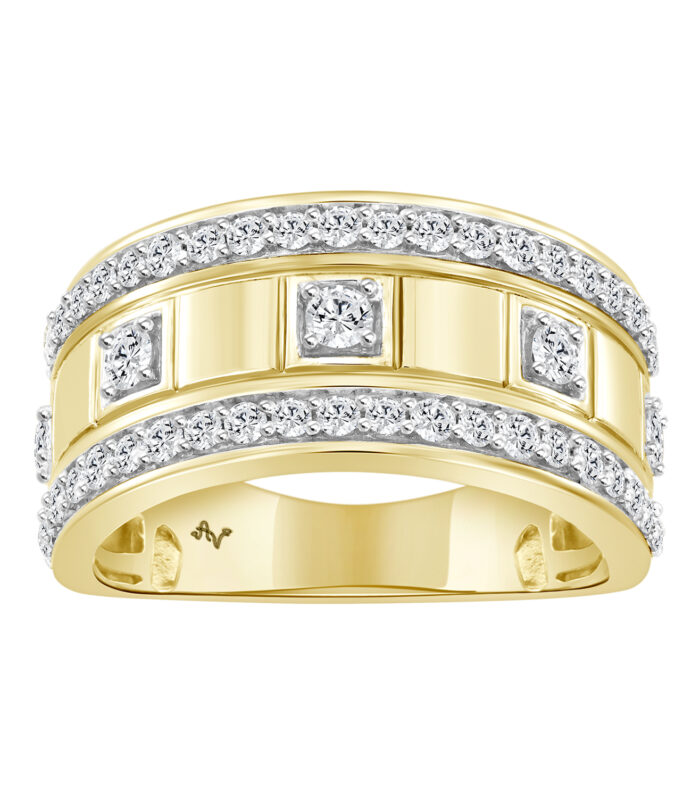 MEN'S BAND 1.00CT ROUND DIAMOND 10K YELLOW GOLD