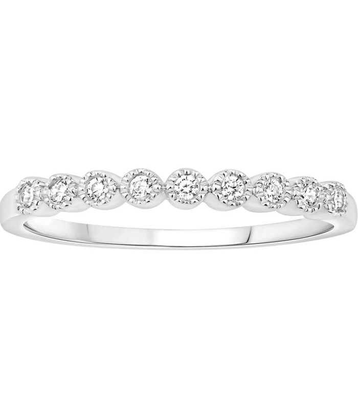 LADIES STACKABLE BAND 0.11CT ROUND DIAMOND 10K WHITE GOLD