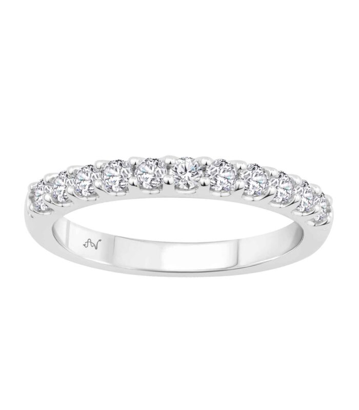 LADIES BAND 0.50CT ROUND DIAMOND 14K WHITE GOLD