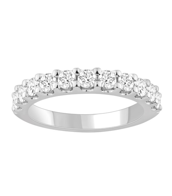 LADIES BAND 1.00CT ROUND DIAMOND 14K WHITE GOLD