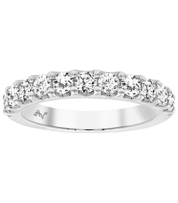 LADIES BAND 1.00CT ROUND DIAMOND 14K WHITE GOLD (SI QUALITY)