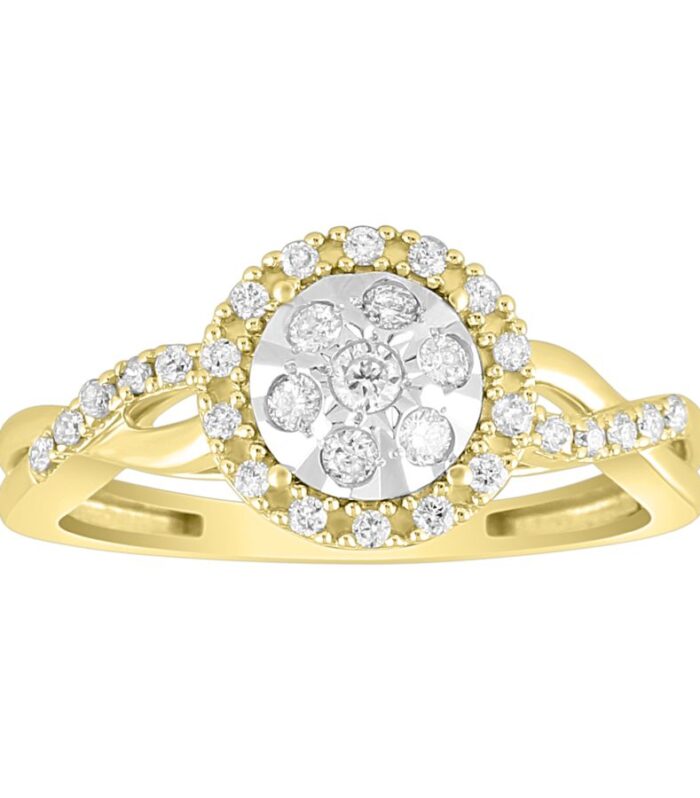 LADIES RING 0.25CT ROUND DIAMOND 10K YELLOW GOLD
