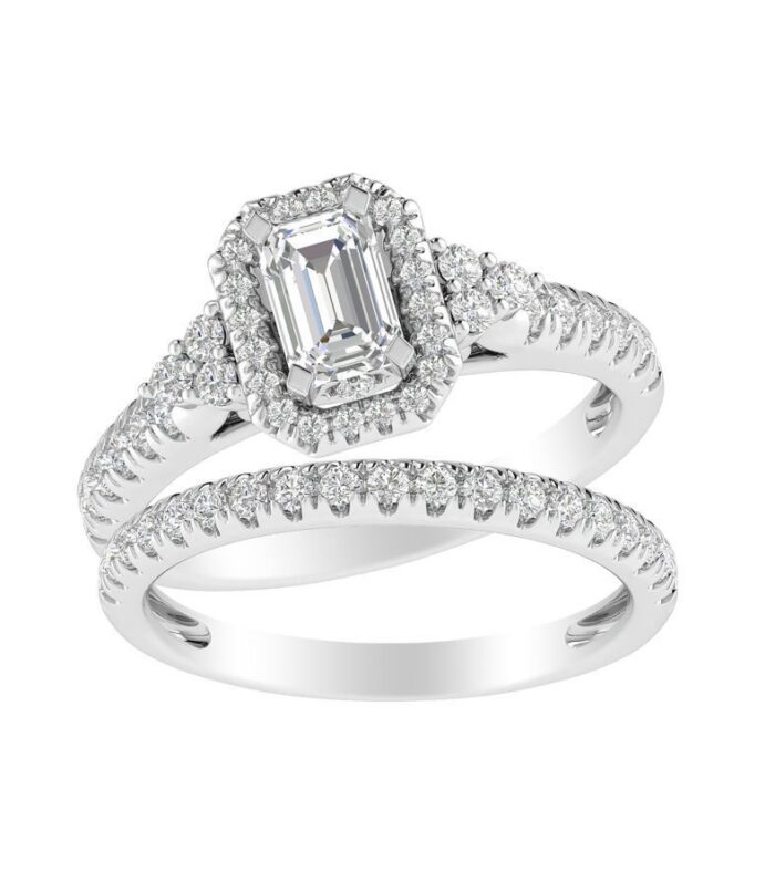 LADIES BRIDAL SET 1.25CT ROUND DIAMOND 14K WHITE GOLD (SI QUALITY)