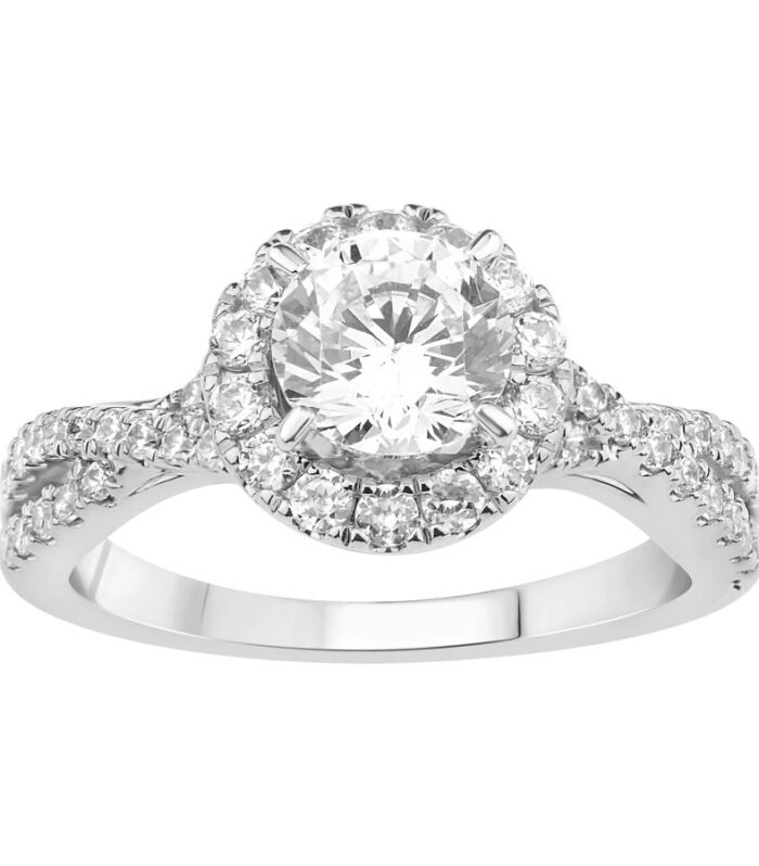 LADIES RING 0.50CT ROUND DIAMOND 14K WHITE GOLD