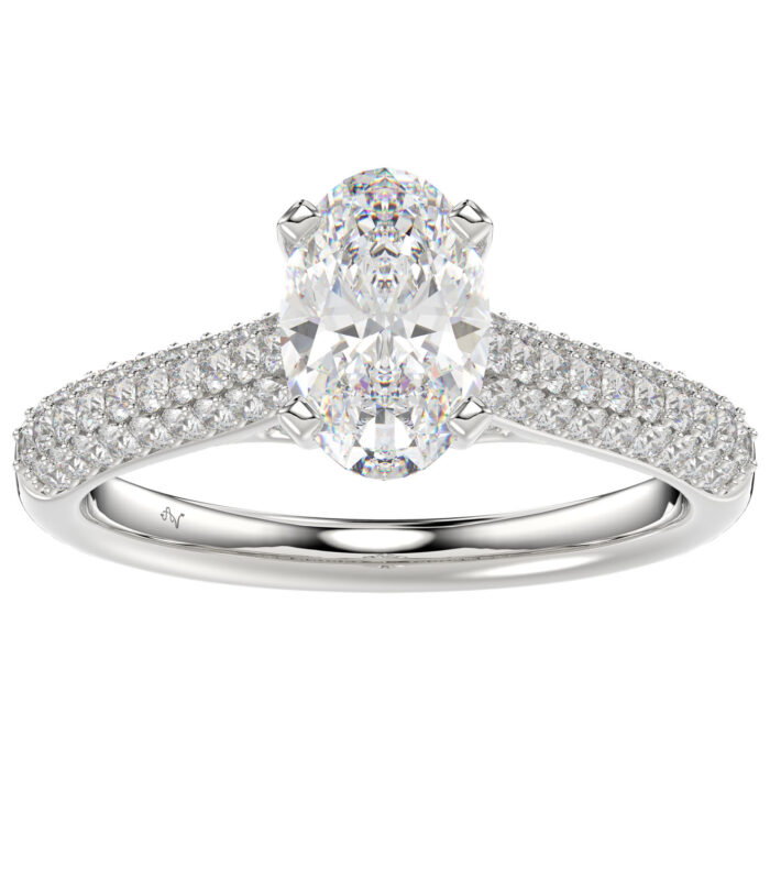 LADIES SEMI MOUNT RING 0.50CT ROUND DIAMOND 14K WHITE GOLD (SI QUALITY)