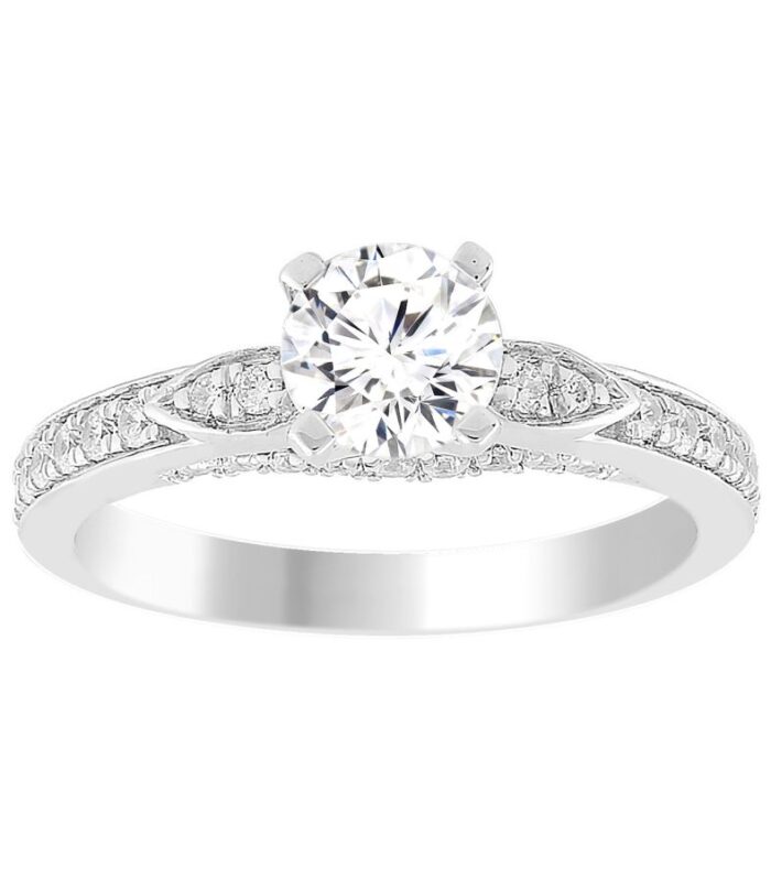 LADIES SEMI MOUNT BRIDAL SET 0.33CT ROUND DIAMOND 14K WHITE GOLD (CENTER STONE 1.00CT ROUND DIAMOND)