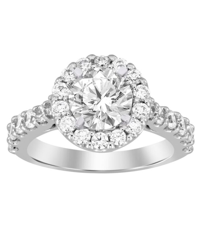LADIES RING 1.00CT ROUND DIAMOND 14K WHITE GOLD
