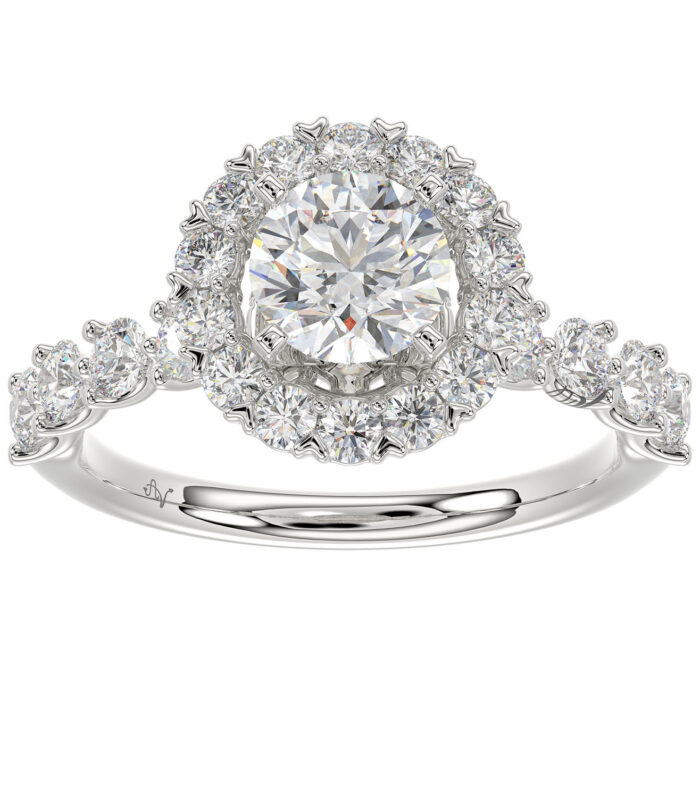 LADIES SEMI MOUNT RING 1.00CT ROUND DIAMOND 14K WHITE GOLD  (SI QUALITY) (CENTER STONE 1.00CT ROUND DIAMOND)