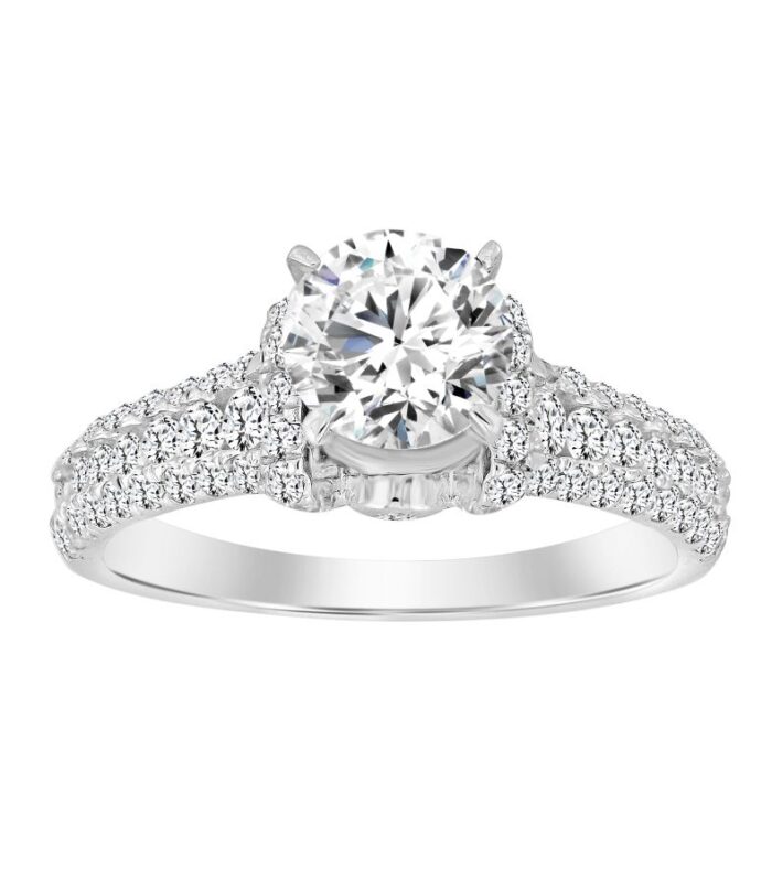 LADIES RING 0.70CT ROUND DIAMOND 14K WHITE GOLD