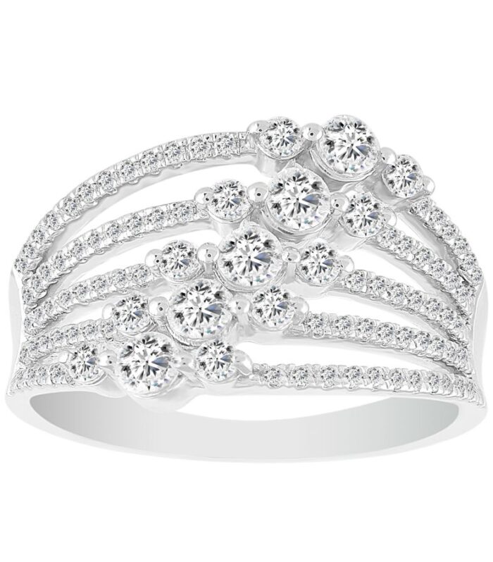 LADIES BAND 1.00CT ROUND DIAMOND 14K WHITE GOLD