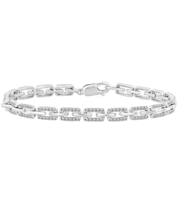 LADIES BRACELET 1.00CT ROUND DIAMOND 14K WHITE GOLD