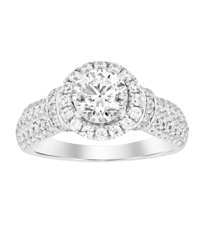 LADIES RING 0.75CT ROUND DIAMOND 14K WHITE GOLD