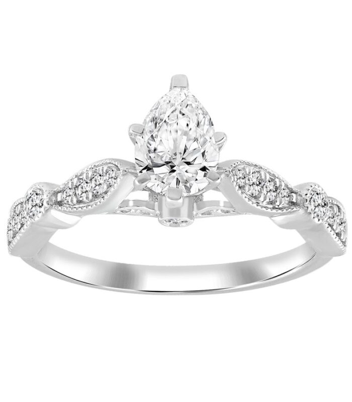 LADIES ENGAGEMENT RING SEMI MOUNT 0.25CT ROUND DIAMOND 14K WHITE GOLD