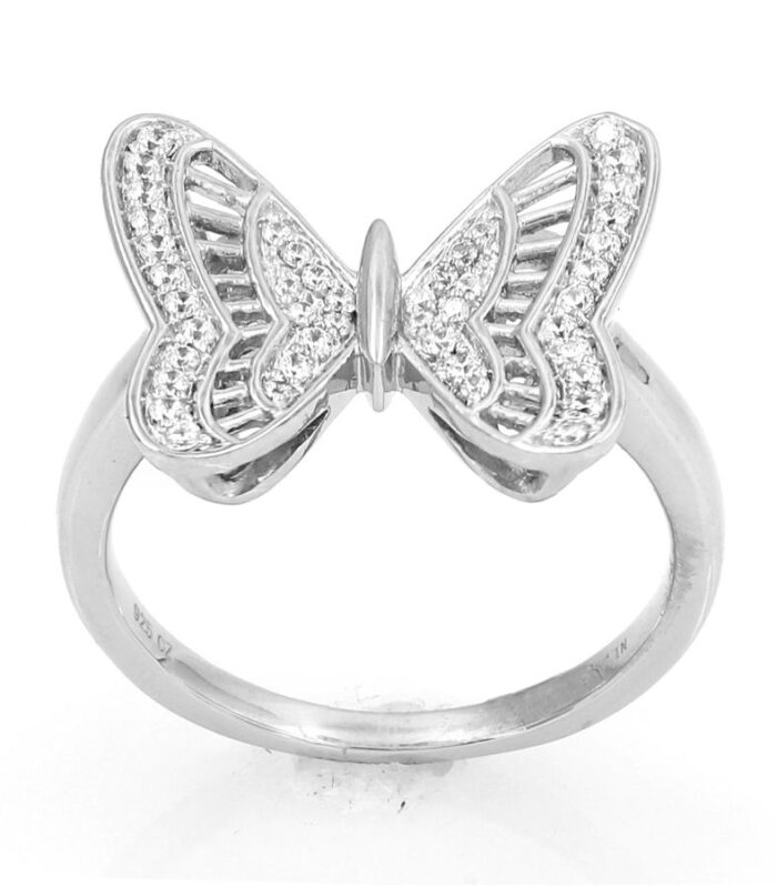 LADIES RING 0.25CT ROUND DIAMOND 10K WHITE GOLD