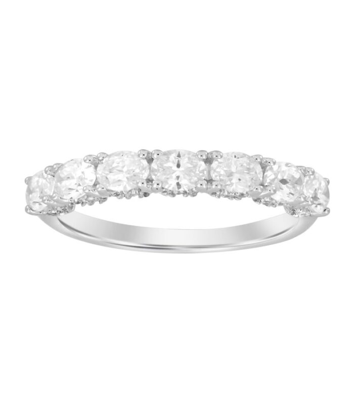 LADIES BAND 1.25CT OVAL DIAMOND 14K WHITE GOLD