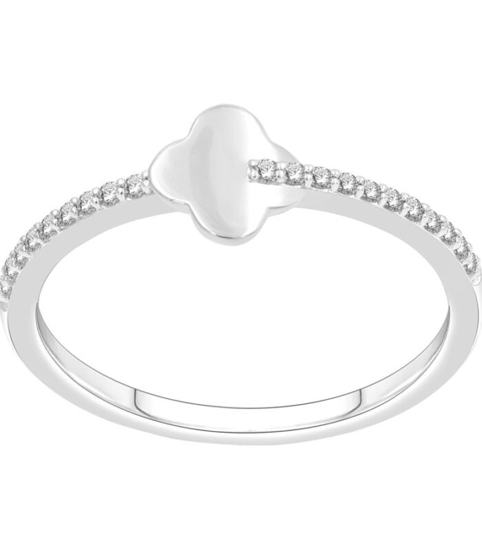 LADIES RING 0.10CT ROUND DIAMOND 14K WHITE GOLD