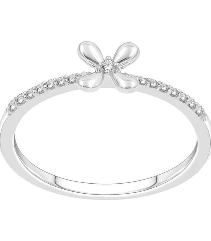 LADIES RING 0.10CT ROUND DIAMOND 14K WHITE GOLD