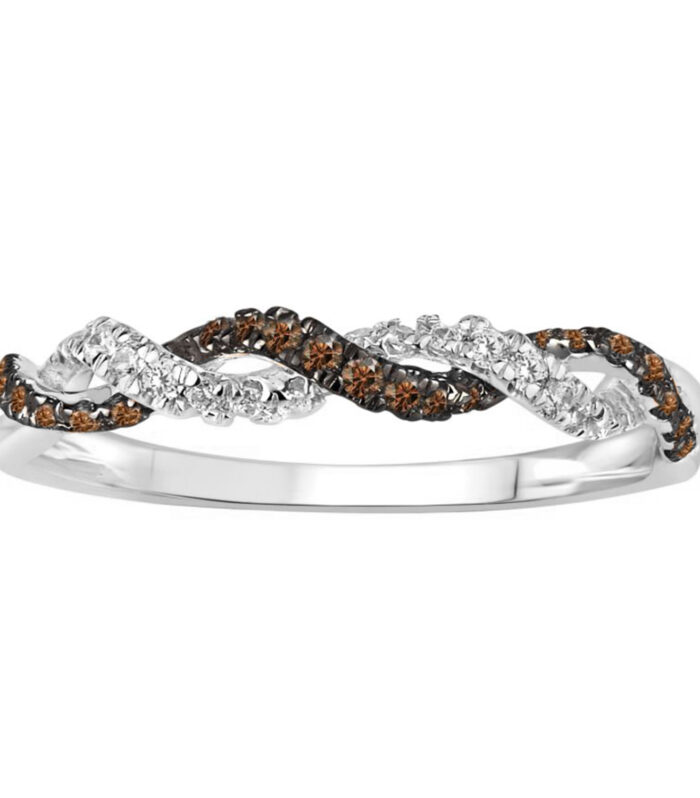 LADIES RING 0.25CT ROUND/BLUE DIAMOND 14K WHITE GOLD