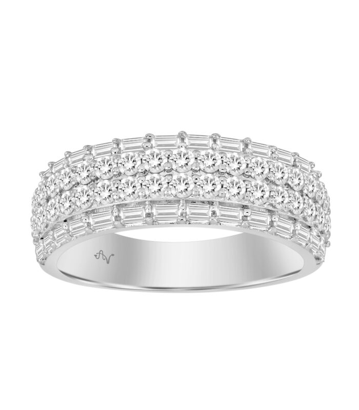 MEN'S BAND 1.50CT ROUND/BAGUETTE DIAMOND 14K WHITE GOLD