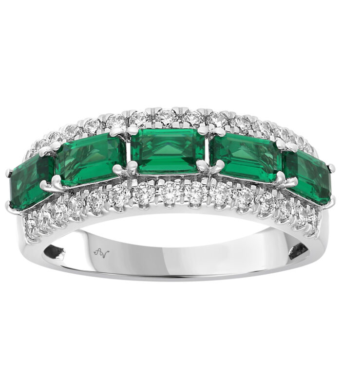 LADIES BAND 1.65CT ROUND/EMERALD DIAMOND 14K WHITE GOLD