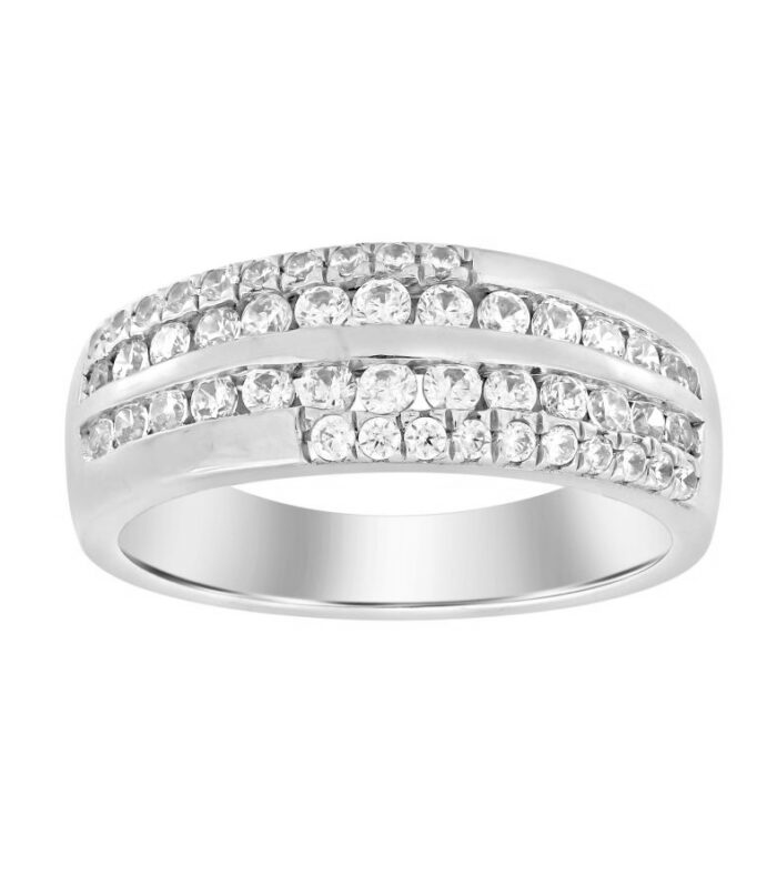 MEN'S BAND 1.00CT ROUND DIAMOND 14K WHITE GOLD (SI QUALITY)