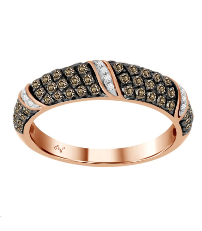 LADIES BAND 0.50CT ROUND/DARK BROWN DIAMOND 14K ROSE GOLD