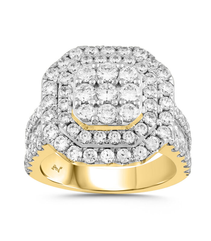 LADIES RING 3.00CT ROUND DIAMOND 10K YELLOW GOLD