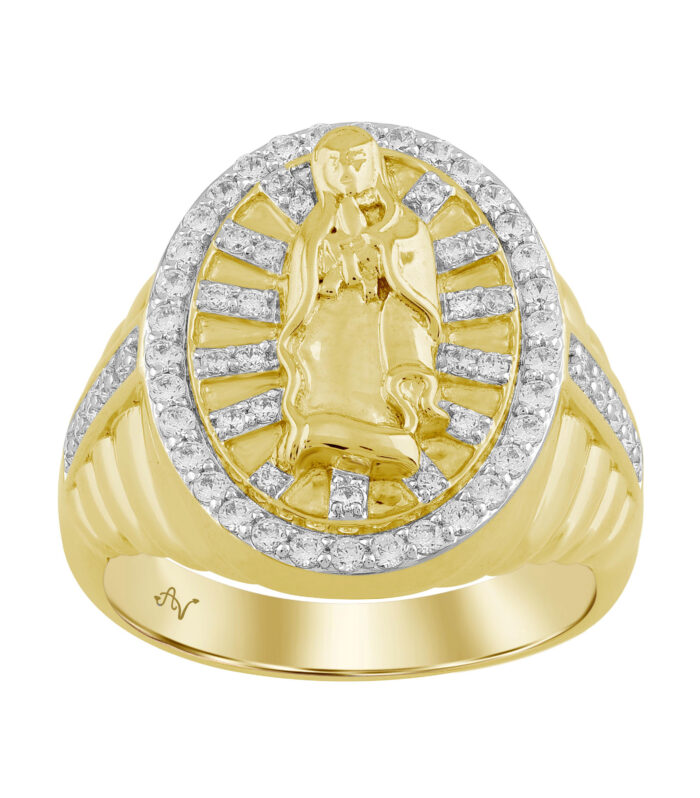 MENS RING 0.75CT ROUND DIAMOND 10K YELLOW GOLD
