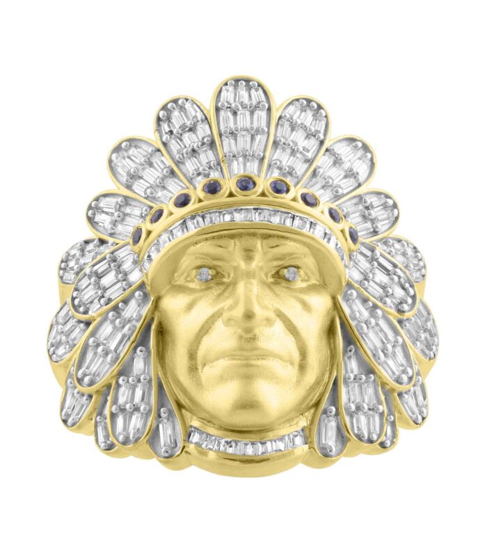 MEN'S RING 1.00CT ROUND/BAGUETTE DIAMOND 10K YELLOW GOLD