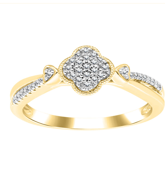 LADIES RING 0.15CT ROUND DIAMOND 14K YELLOW GOLD