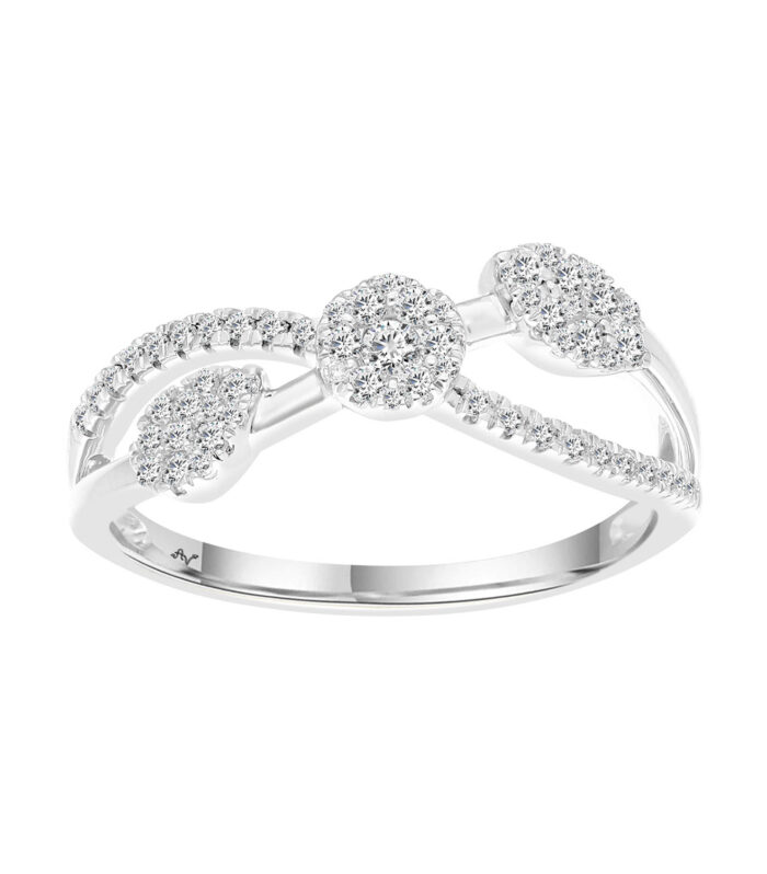 LADIES BAND 0.33CT ROUND DIAMOND 14K WHITE GOLD
