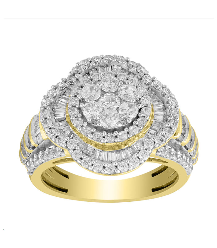 LADIES RING 1.00CT ROUND DIAMOND 10K YELLOW GOLD