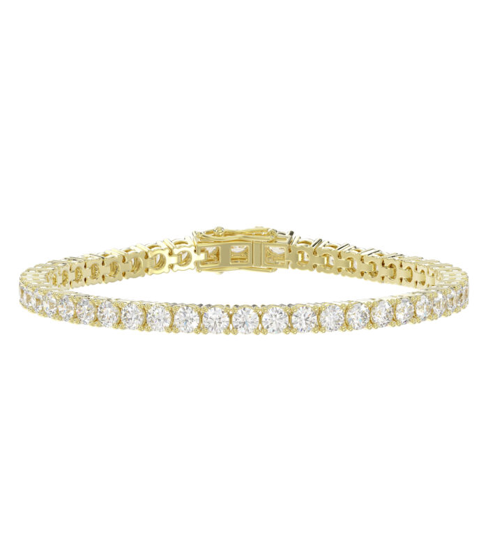 LADIES TENNIS BRACELET 3.25CT ROUND DIAMOND 14K YELLOW GOLD