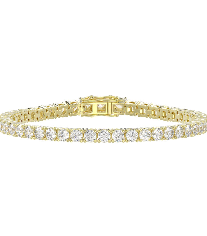 LADIES TENNIS BRACELET 5.00CT ROUND DIAMOND 14K YELLOW GOLD
