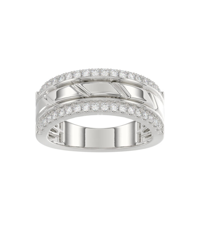 MEN'S BAND 0.50CT ROUND DIAMOND 14K WHITE GOLD