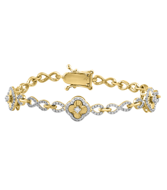 LADIES BRACELET 1.00CT ROUND DIAMOND 14K YELLOW GOLD