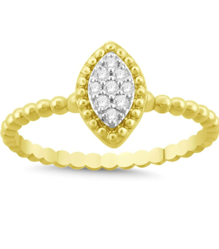 Elegant 10K Yellow Gold 0.10CT Round Diamond Halo Ring For Women