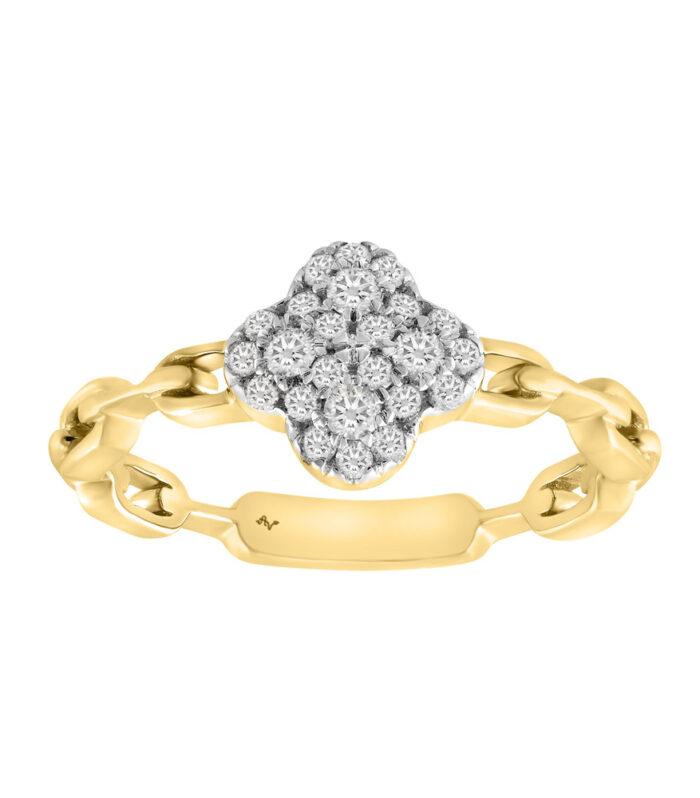 LADIES RING 0.25CT ROUND DIAMOND 14K YELLOW GOLD