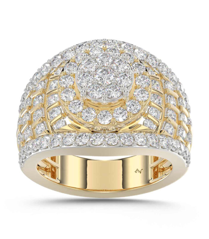 LADIES RING 2.00CT ROUND DIAMOND 10K YELLOW GOLD
