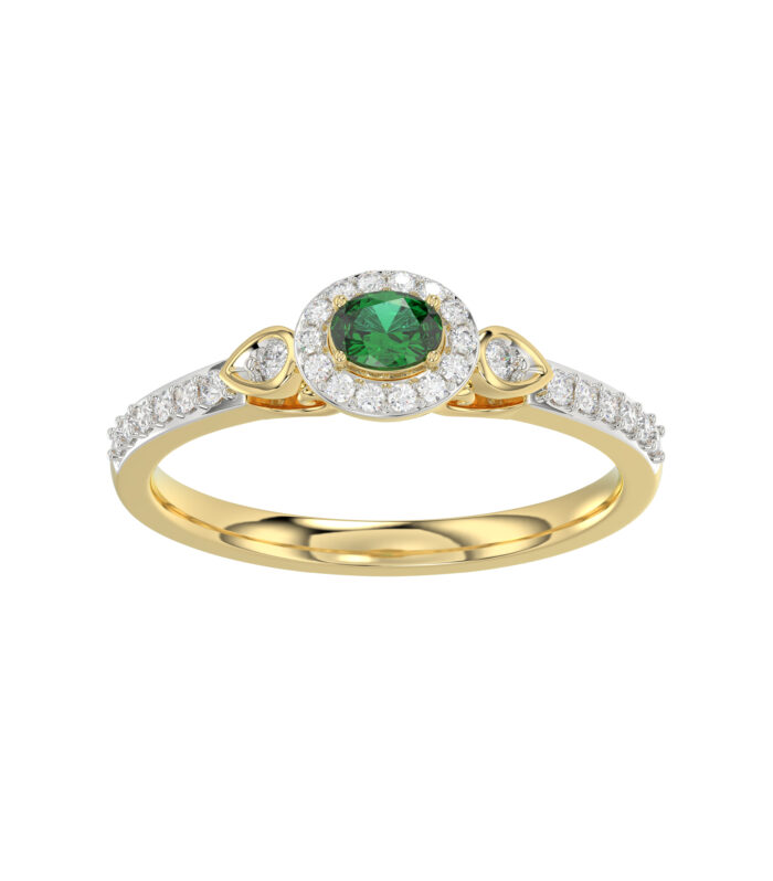 0.33ct Round/Oval Emerald diamond 14k Ladies Fashion Ring  0.15CT Center stone Oval Emerald Diamond)