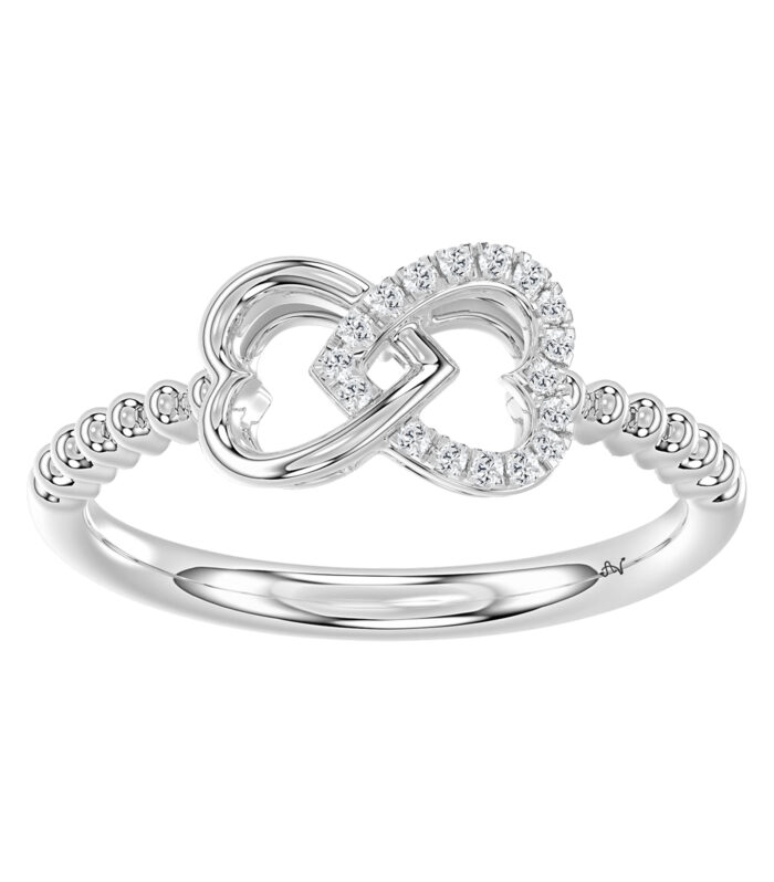 Ladies Infinity Heart Ring 0.10Ct Round Diamond Sterling Silver White Finish – Elegant Women’S Jewelry Gift