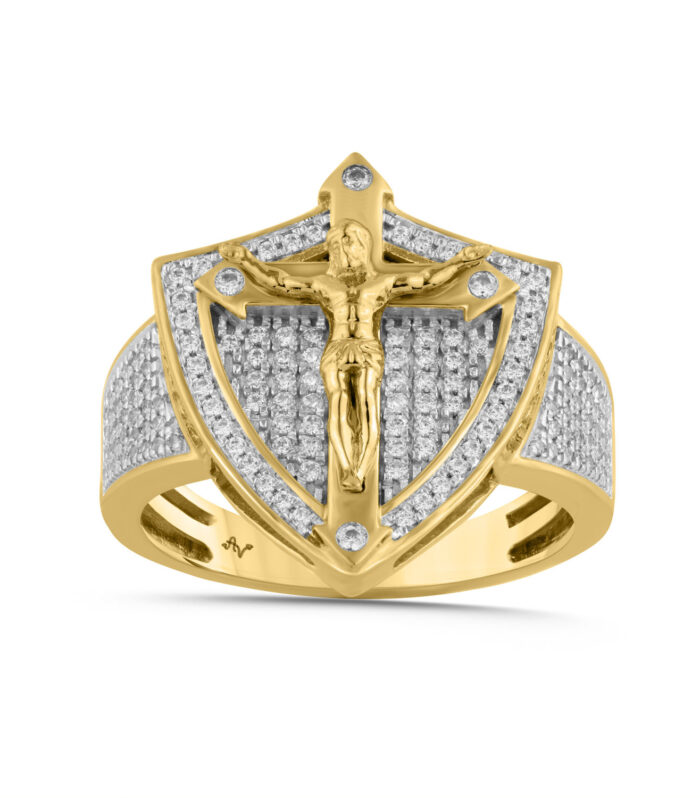 MEN'S RING 0.50CT ROUND DIAMOND 10K YELLOW GOLD