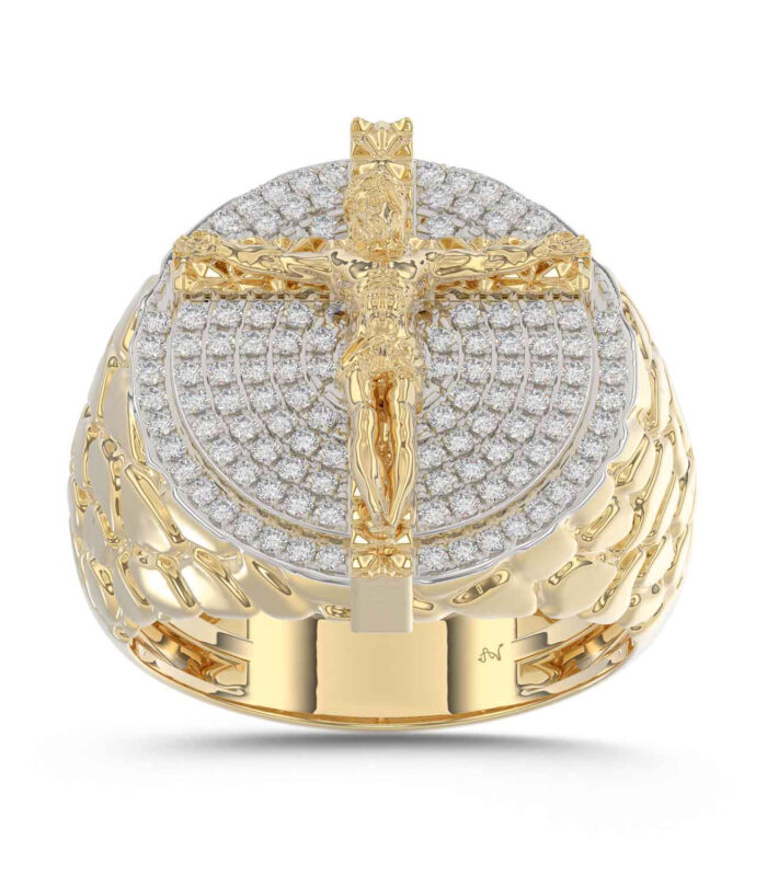 MEN'S RING 0.50CT ROUND DIAMOND 10K YELLOW GOLD