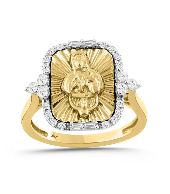 LADIES RING 0.33CT ROUND/BAGUETTE DIAMOND 10K YELLOW GOLD