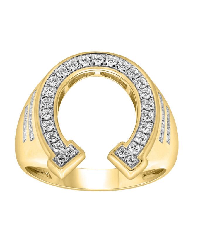 MEN'S RING 0.50CT ROUND DIAMOND 10K YELLOW GOLD