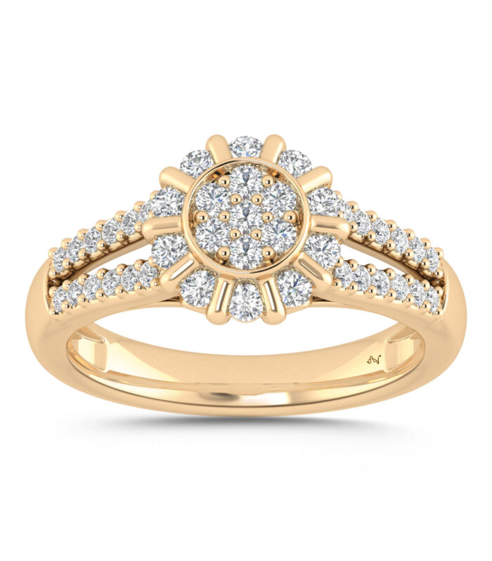 LADIES RING 0.50CT ROUND DIAMOND 10K YELLOW GOLD